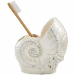 New ✨ Avanti Bath, Sequin Shells Toothbrush Holder Ivory ⭐