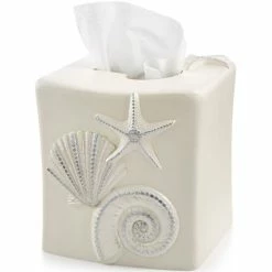 Wholesale 🥰 Avanti Bath, Sequin Shells Tissue Cover Ivory ⭐