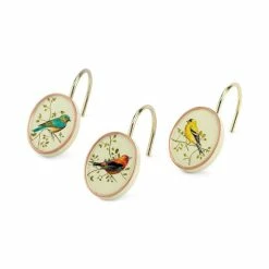 Budget 🔥 Avanti Bath Accessories, Gilded Birds Shower Hooks, Set Of 12 Ivory ✔️