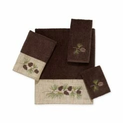 Cheap 👏 Avanti Pine Branch Cotton Embroidered Fingertip Towel Mocha 💯