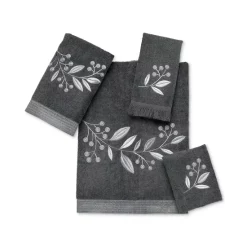 Flash Sale 👍 Avanti Bath Towels, Monogram Initial Script Granite And Silver 27 X 52 Bath Towel ❤️